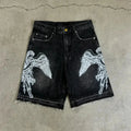 Pantalón Corto Vaquero Estampado Retro Hombre | Fit Holgado