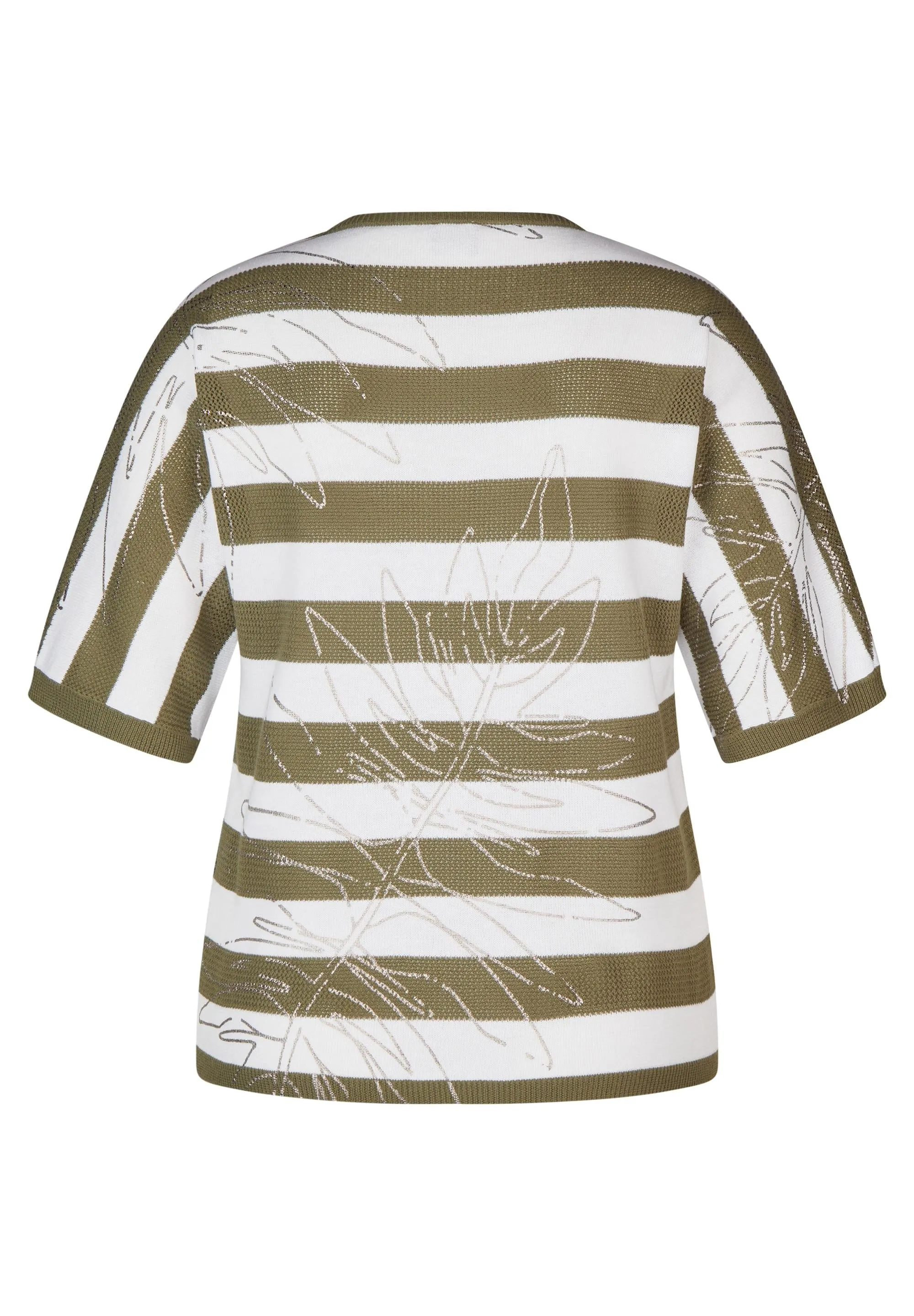 221601 - Green/White Stripe Short Sleeve Sweater - Rabe