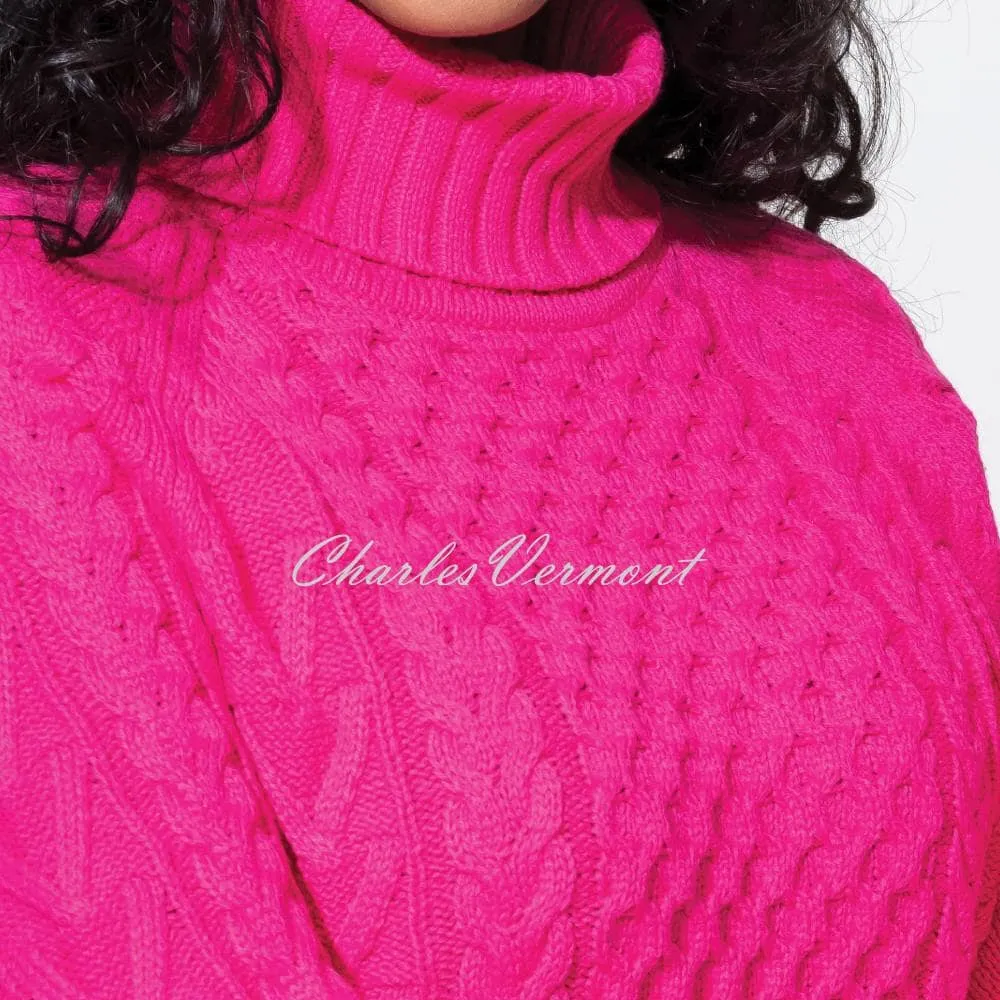 Alison Sheri Cable Knit Sweater - Style A42128 (Fuchsia)