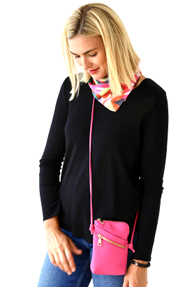 Archer House Long Cross Body Bag - Hot Pink