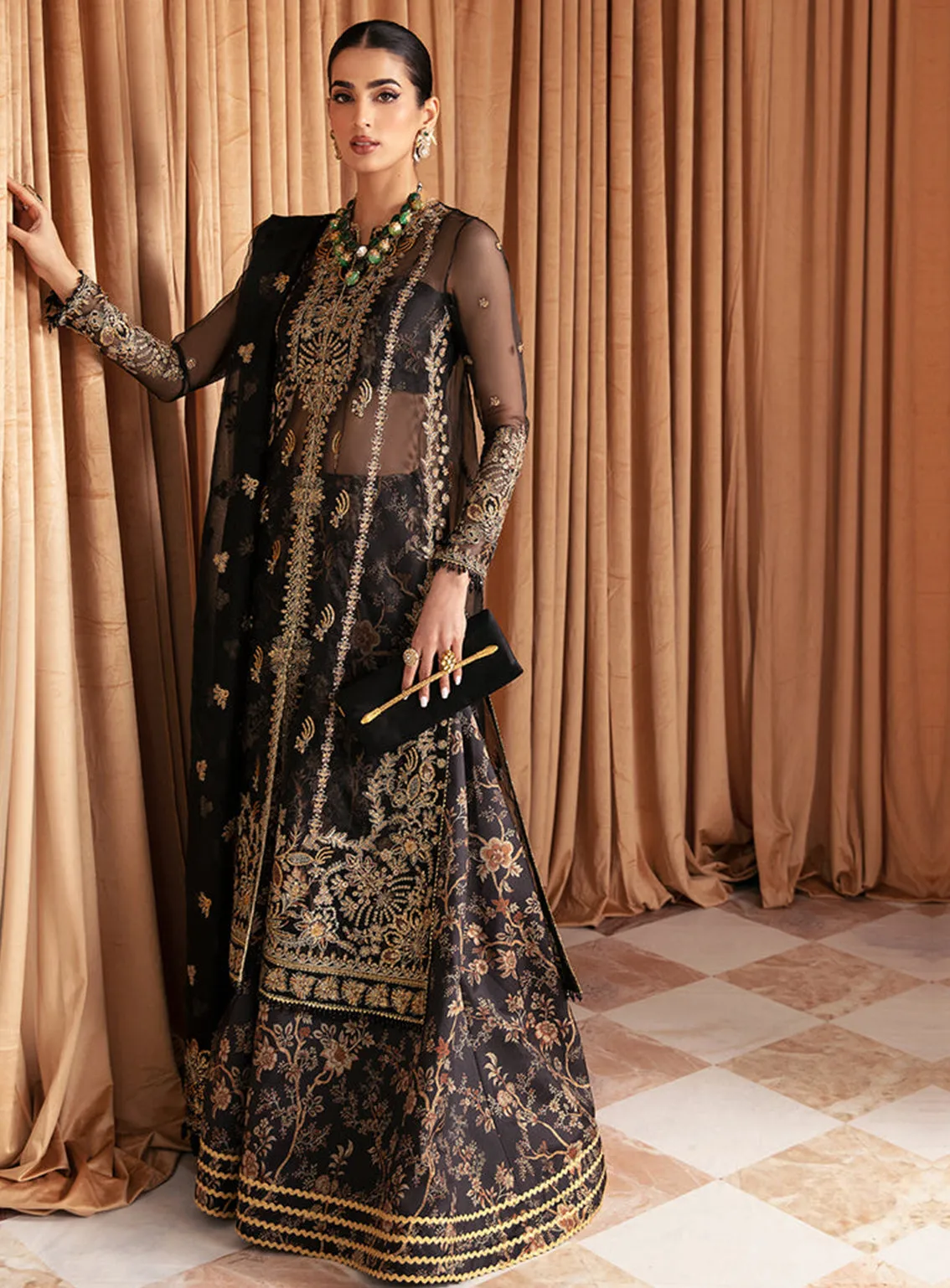 Ayzel By Afrozeh Embroidered Organza Unstitched 3 Piece Suit - 04 DUSK