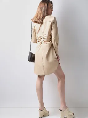 Beige Cotton Shirt Dress