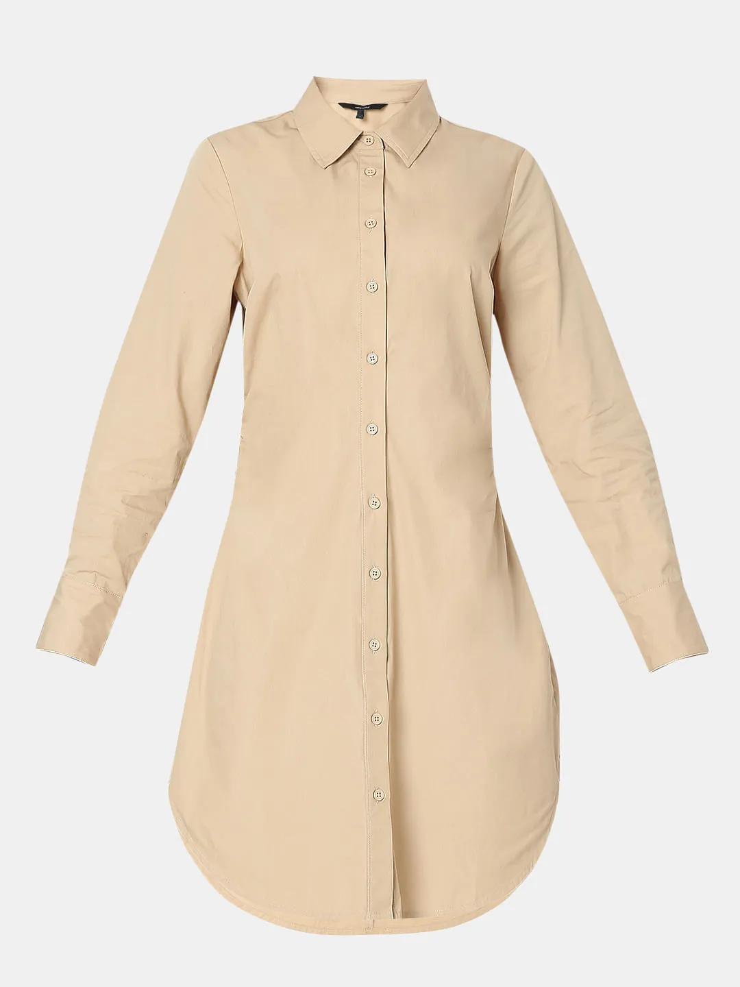 Beige Cotton Shirt Dress