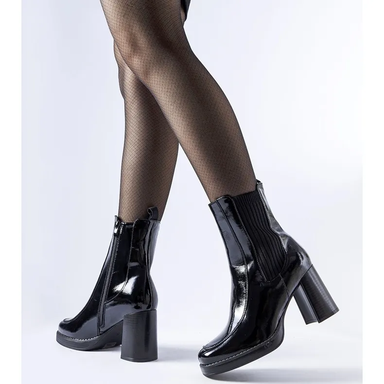 Black patent ankle boots by Boni