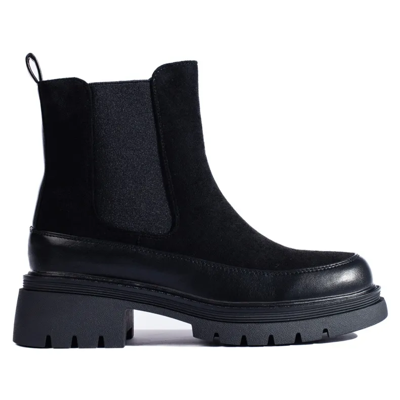 Black suede Chelsea boots by Vinceza