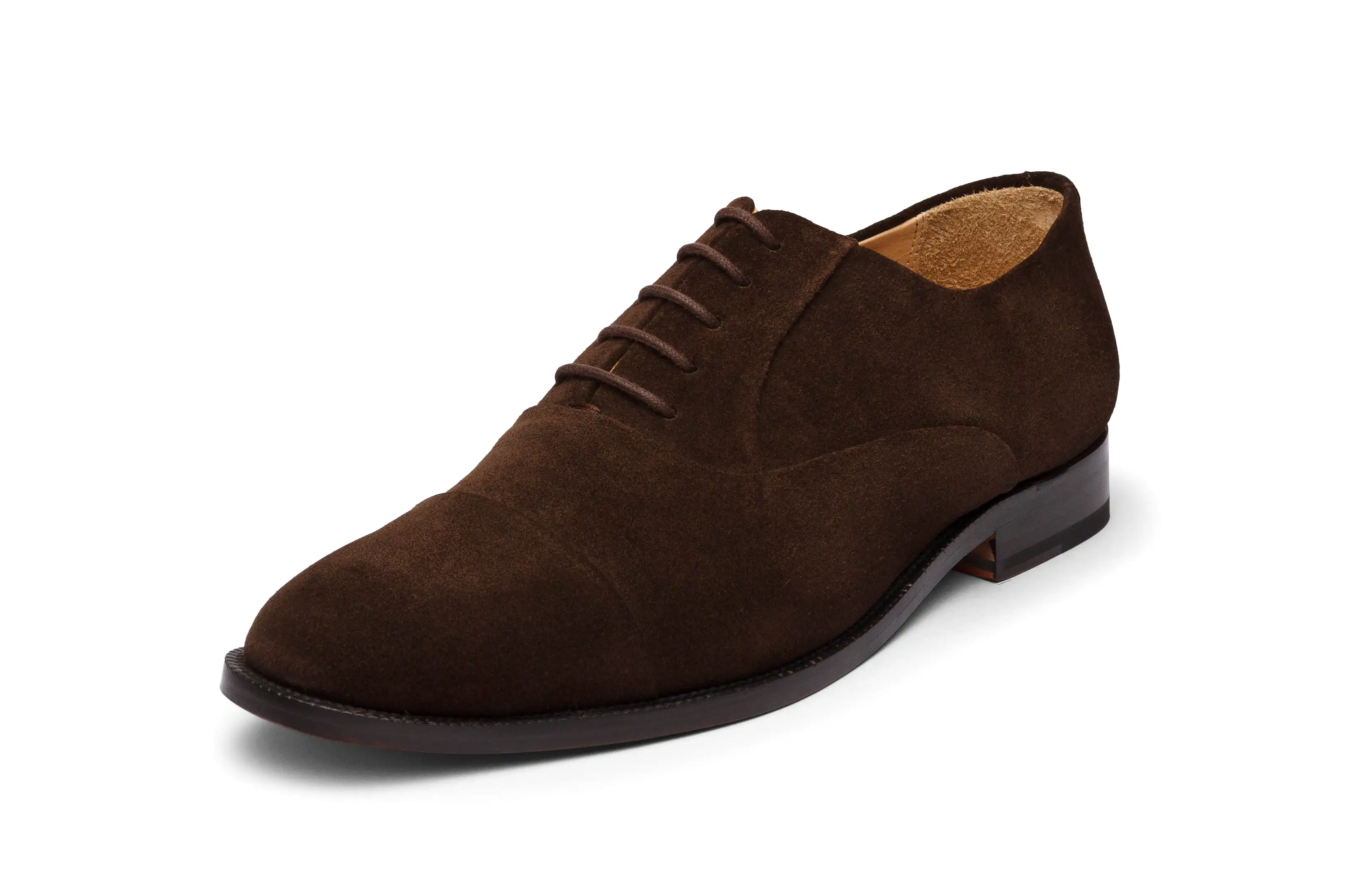 Blind Stitch Captoe Oxford - Dark Brown Suede