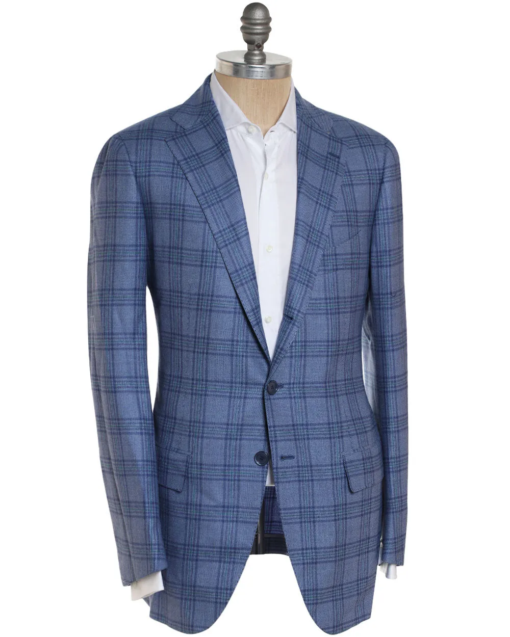 Blue and Green Wool Blend Plaid Sportcoat