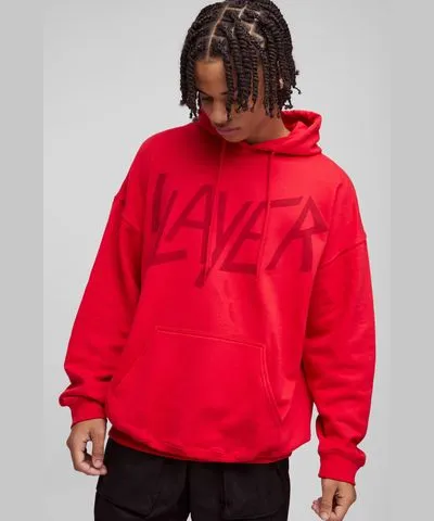 boohooMAN Mens Oversized Slayer License Print Hoodie