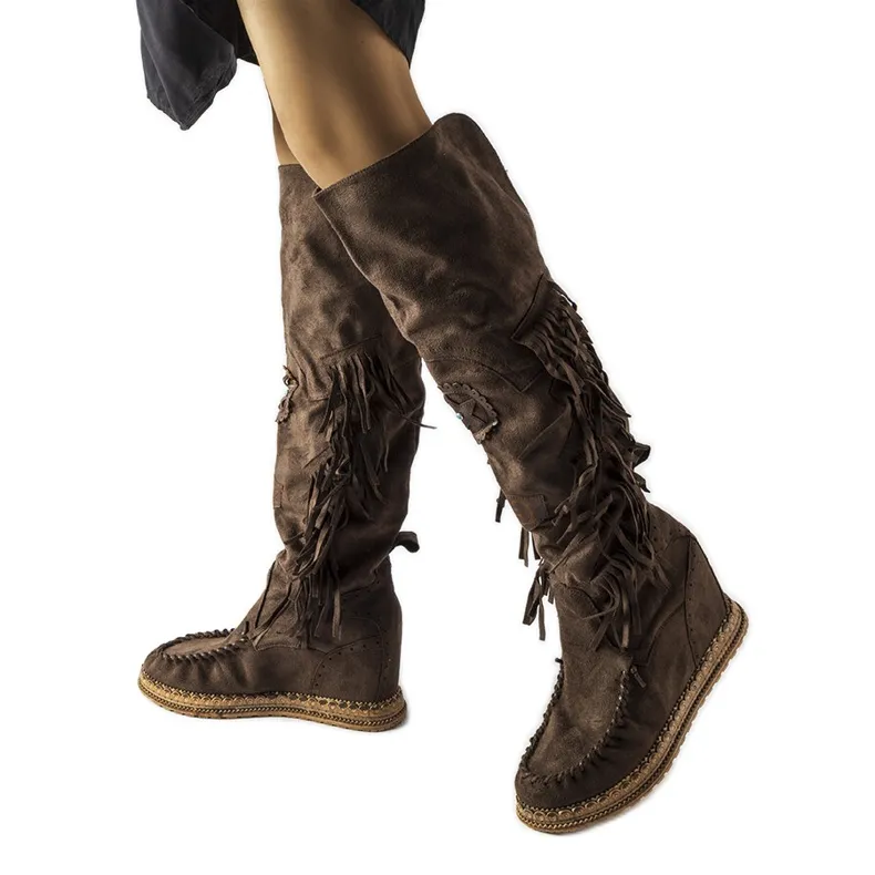 Brown wedge boots from Cascia