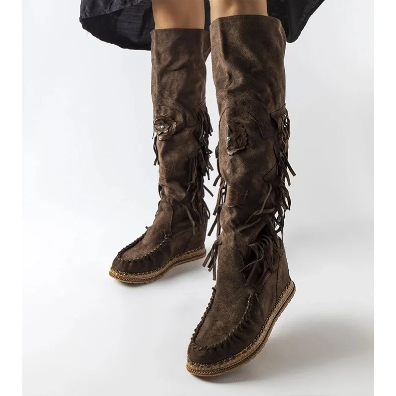 Brown wedge boots from Cascia