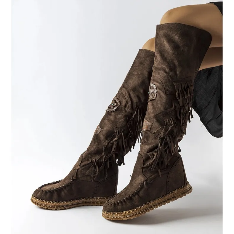 Brown wedge boots from Cascia