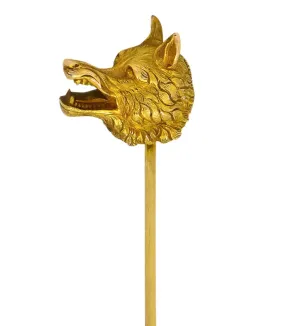 Carter Gough & Co. Edwardian 14 Karat Gold Wolf Stickpin