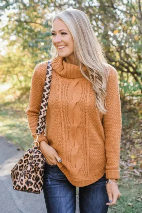 Caught In A Daydream Turtle Neck Sweater- Camel