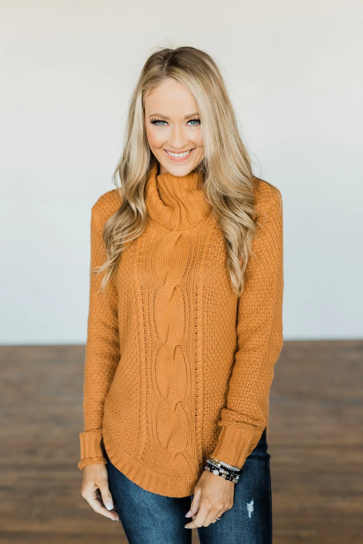 Caught In A Daydream Turtle Neck Sweater- Camel