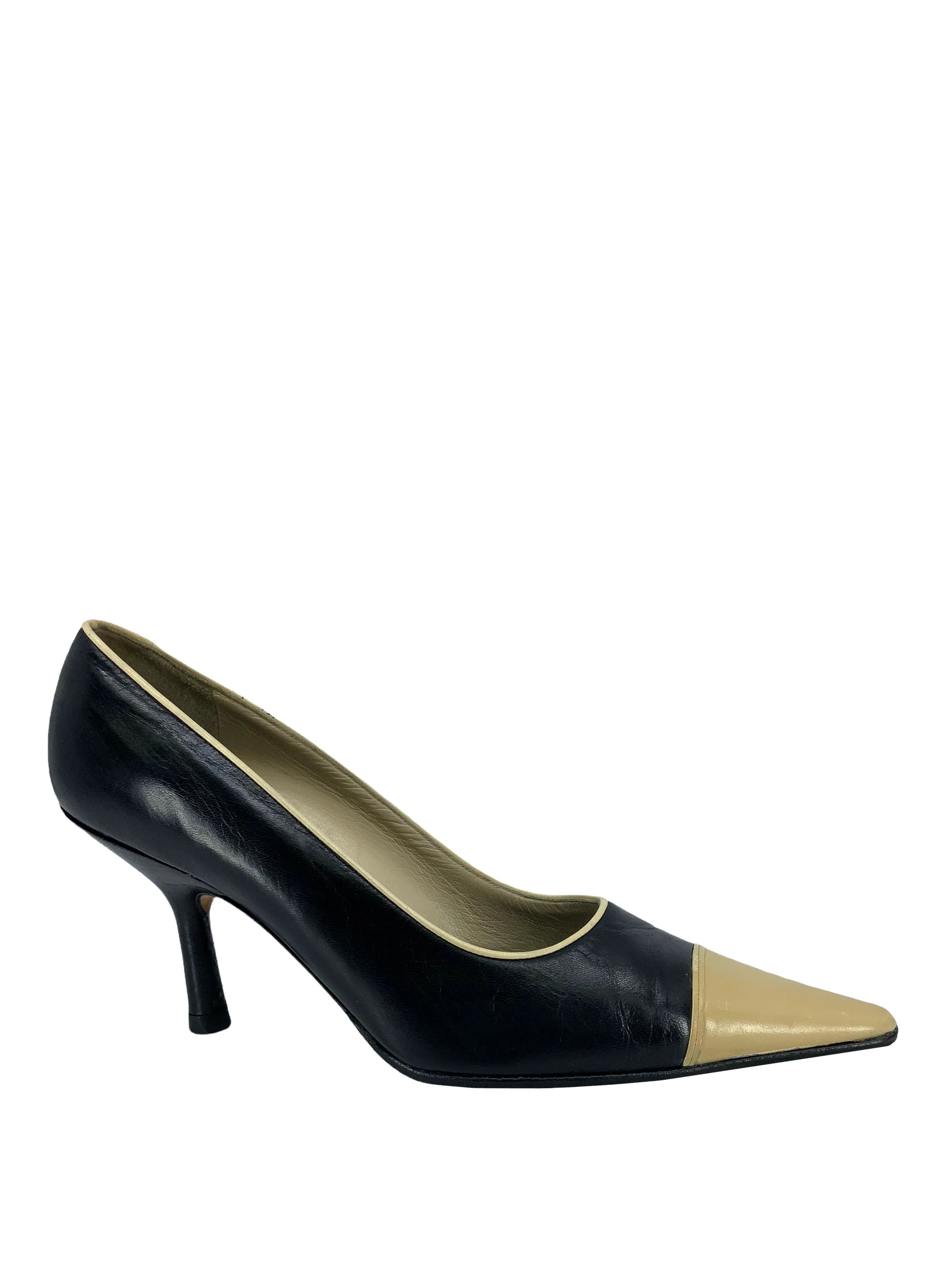 Chanel Leather Cap Toe Classic Pumps Size 5.5