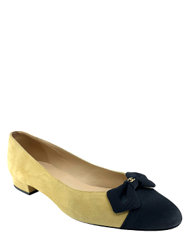 Chanel Suede Grosgrain Bow Cap Toe Pumps Size 9