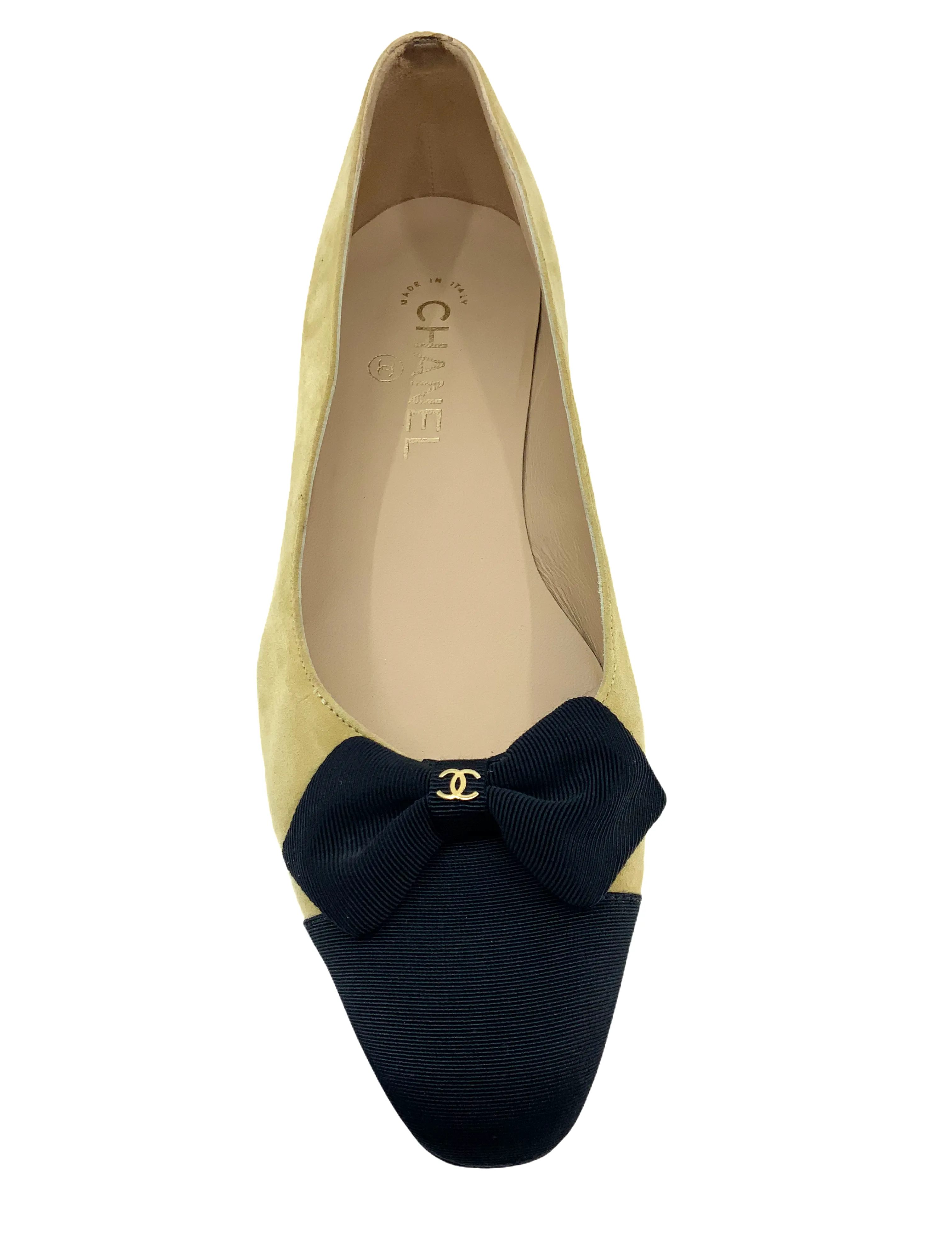 Chanel Suede Grosgrain Bow Cap Toe Pumps Size 9