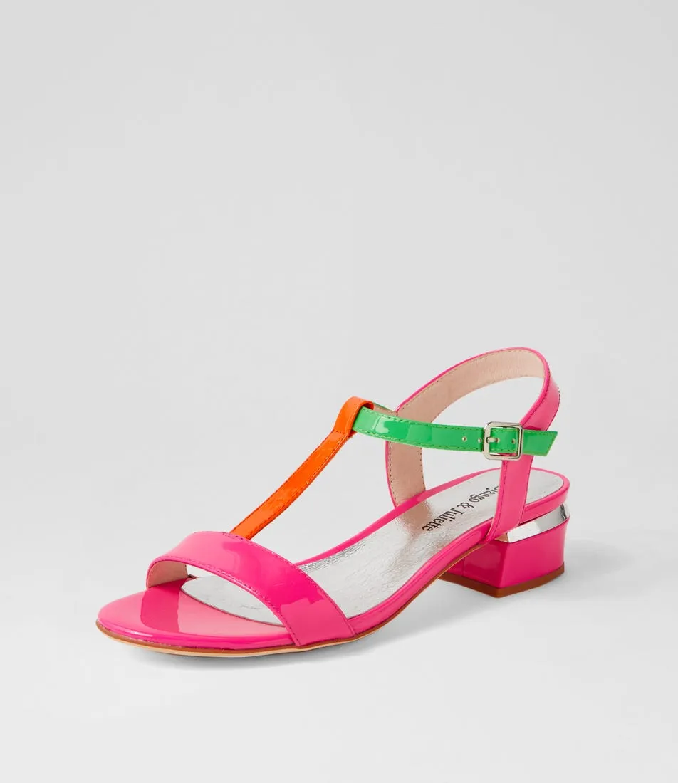 DJANGO & JULIETTE Taner Hot Pink Patent Multi Sandals