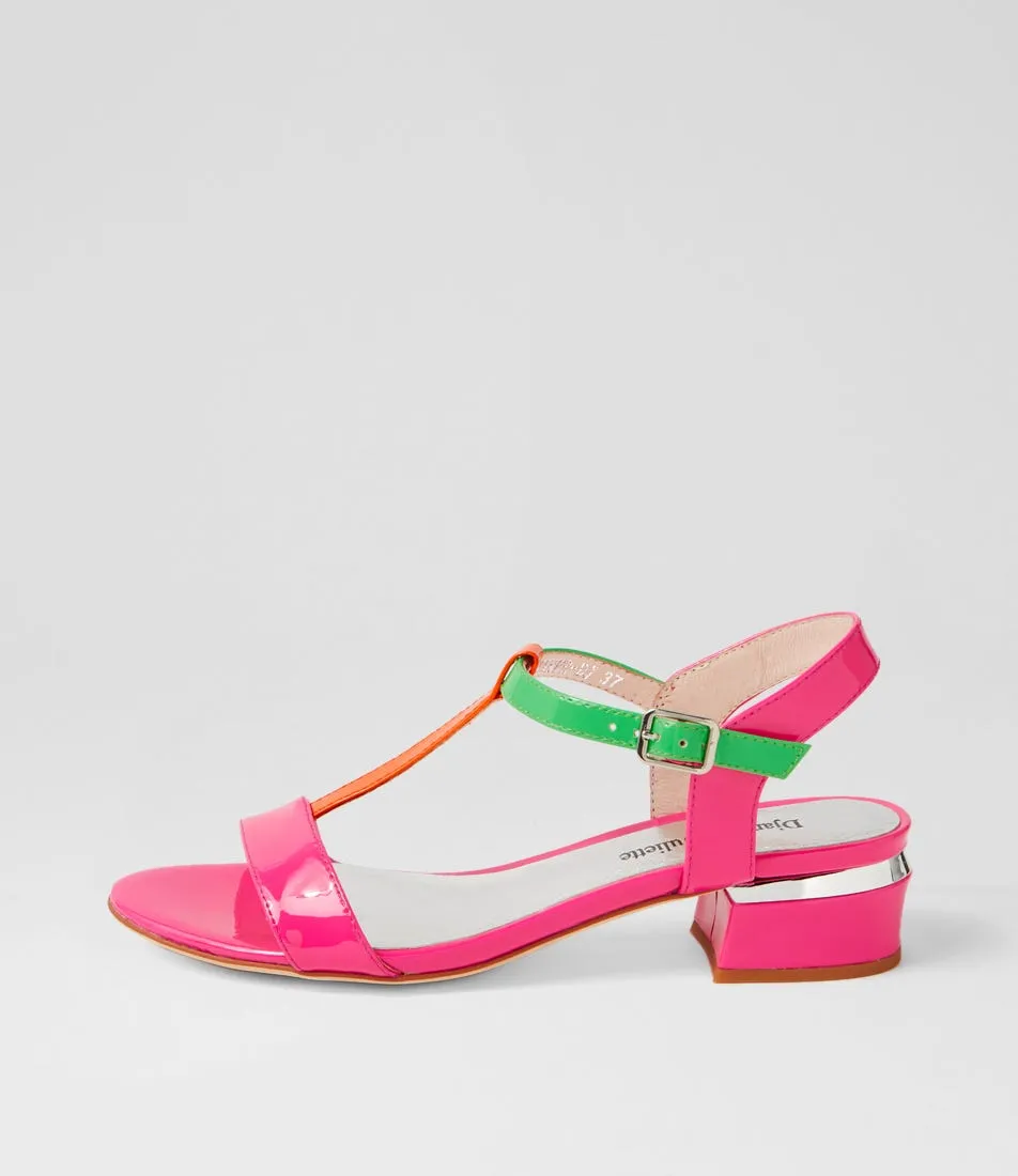 DJANGO & JULIETTE Taner Hot Pink Patent Multi Sandals