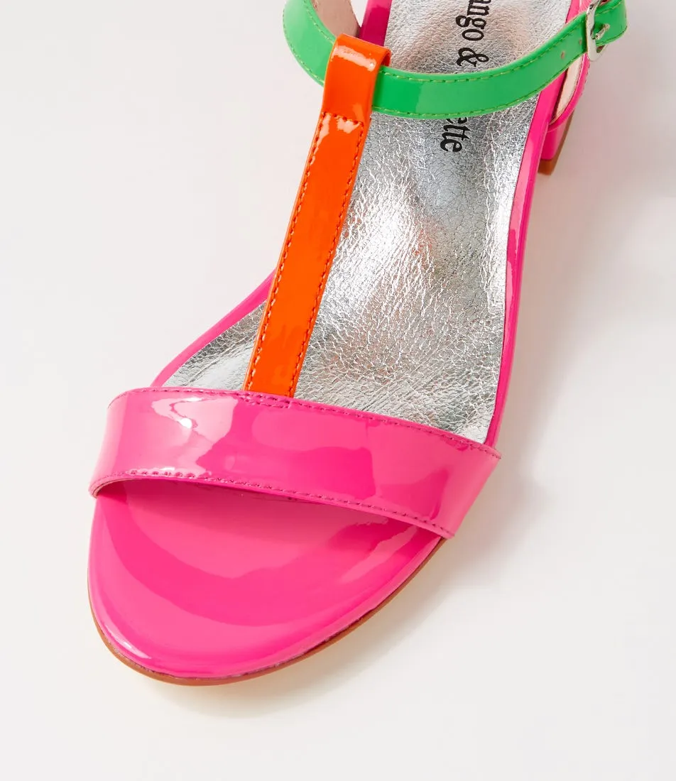 DJANGO & JULIETTE Taner Hot Pink Patent Multi Sandals