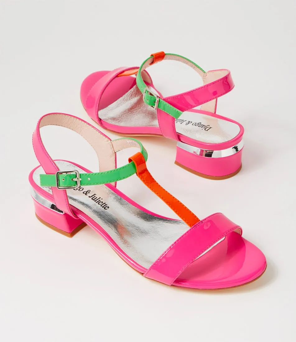 DJANGO & JULIETTE Taner Hot Pink Patent Multi Sandals