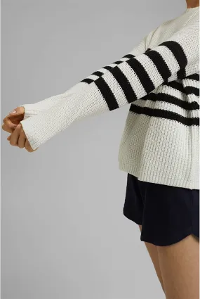 Esprit Organic Cotton Blend Striped Sweater in Ivory