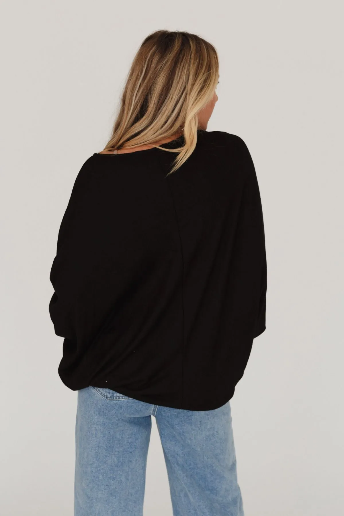 Fly With Me Batwing Sleeve Knit Sweater - Black