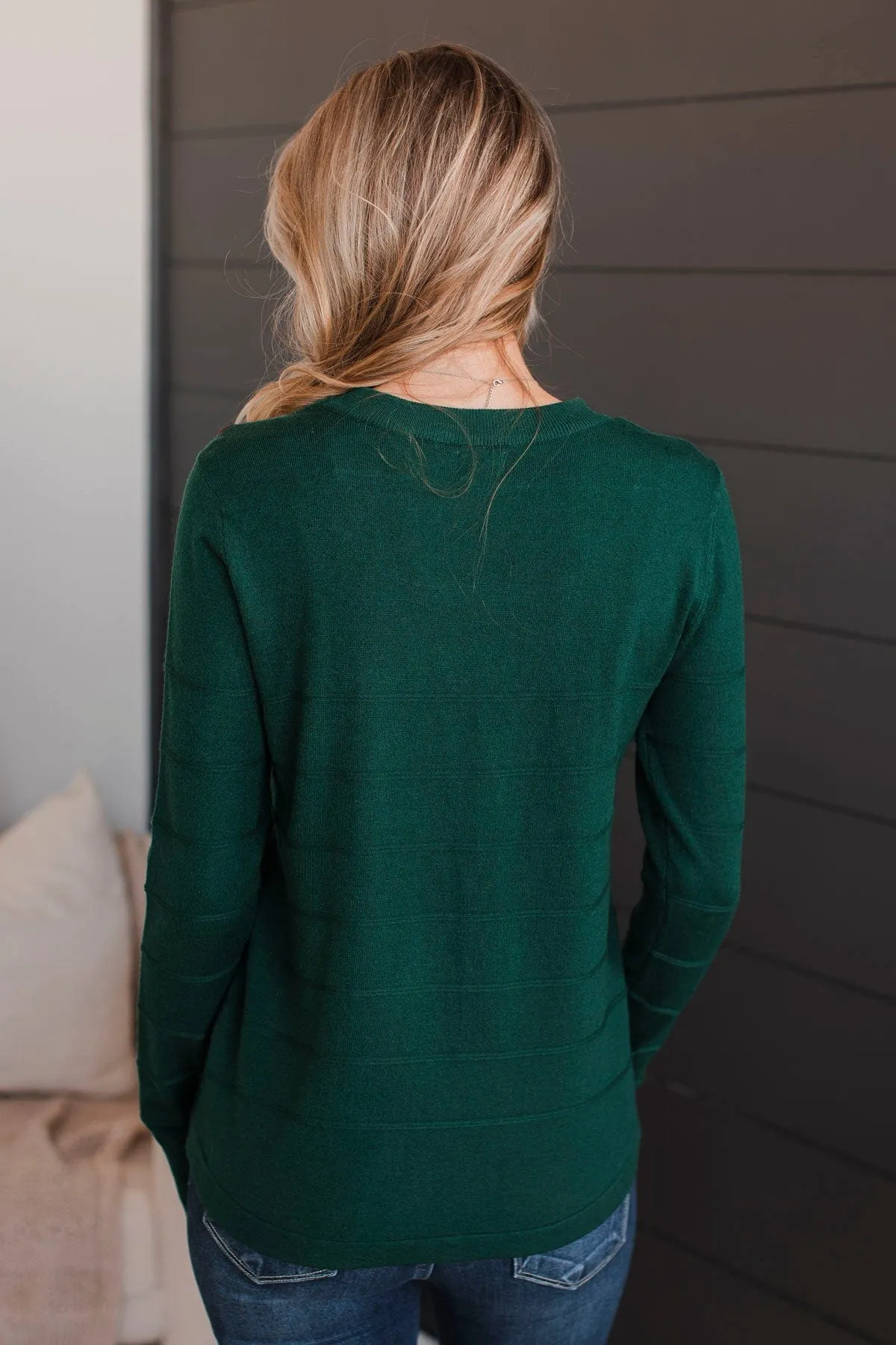 From The Heart Button Knit Sweater- Forest Green