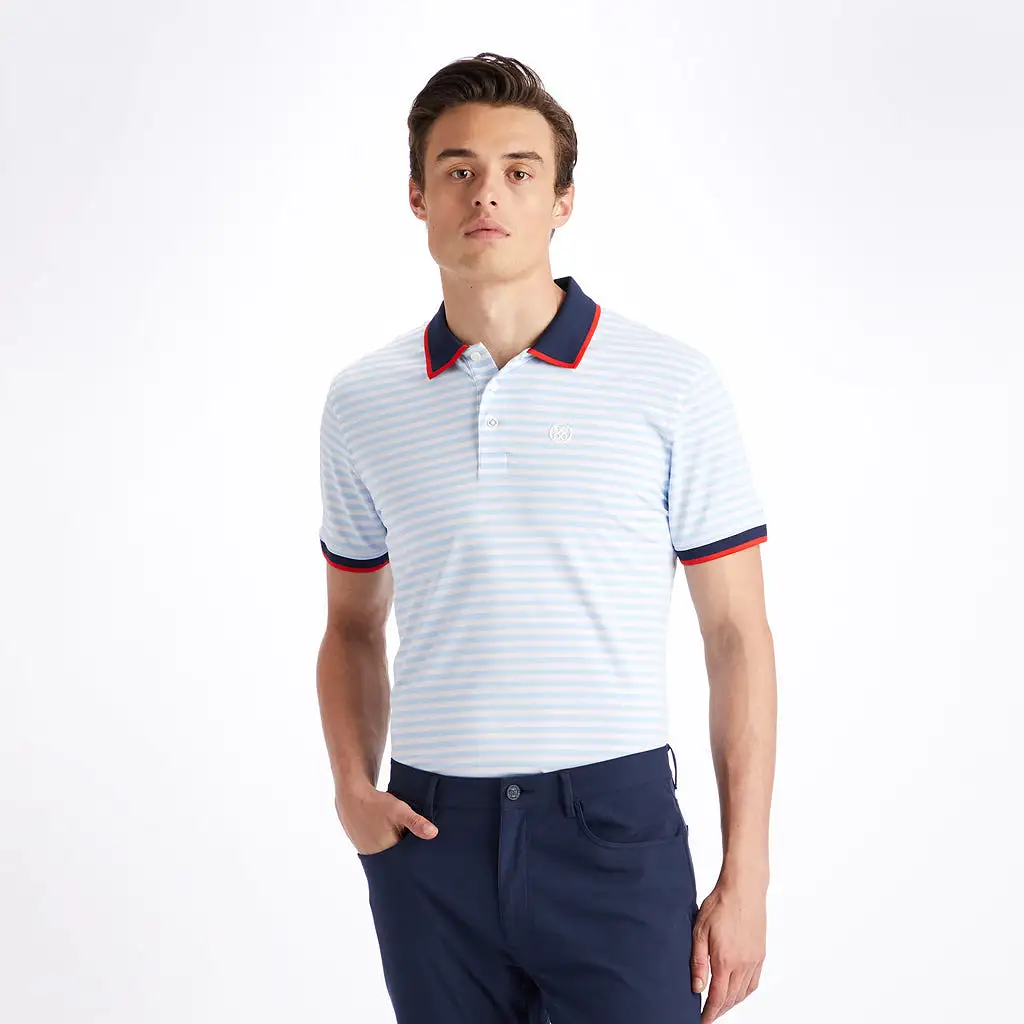 G/FORE STAPLE STRIPE TECH JERSEY POLO SNOW