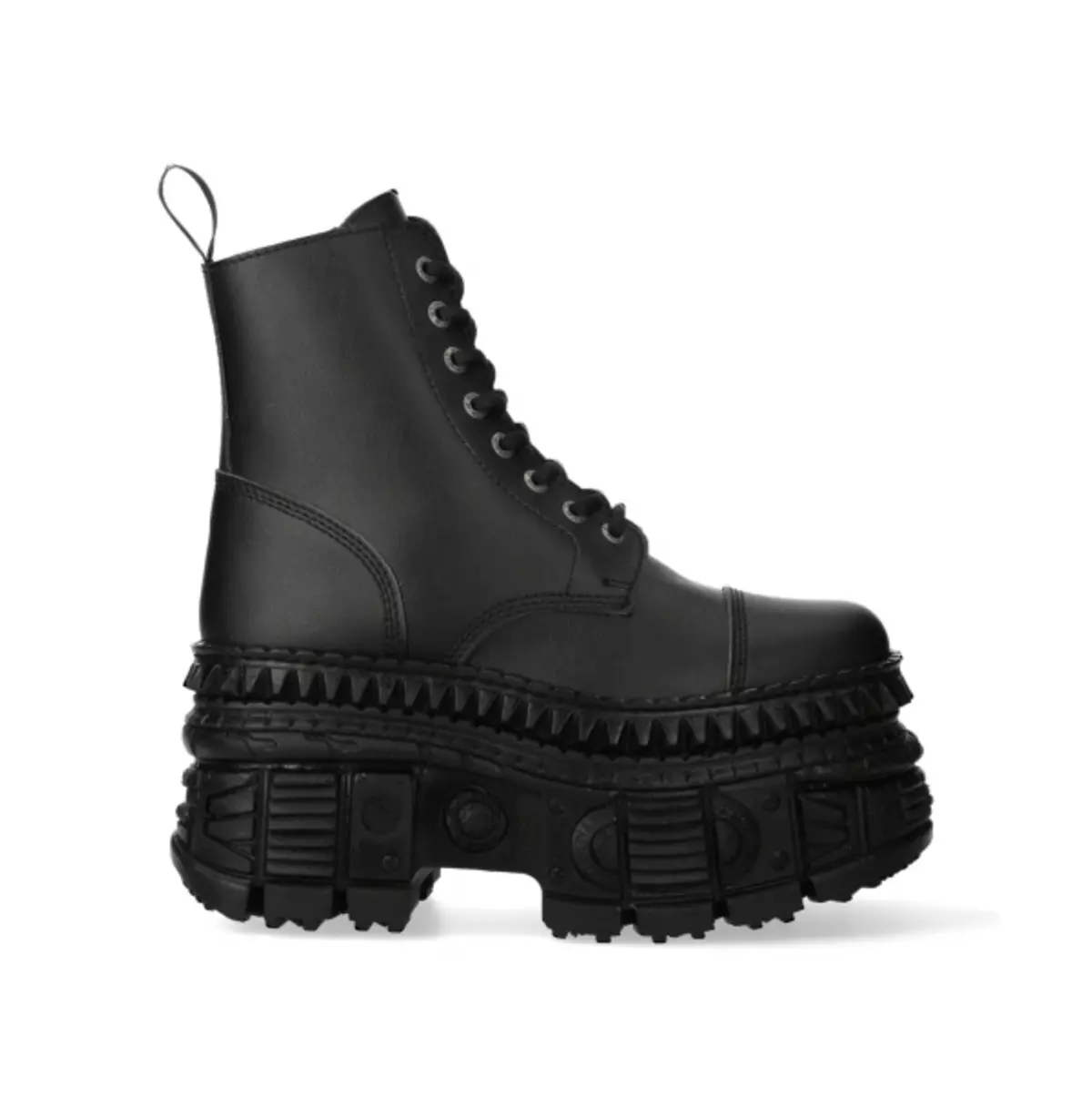 Gothic Black Platform Combat Boots | Lace-Up, Leather Ankle Boots