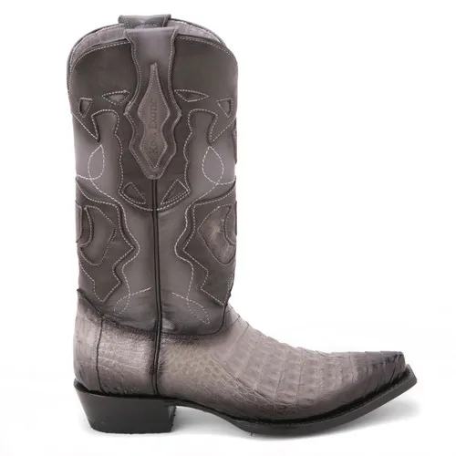 Gray Genuine Caiman Belly Boots By King Exotic