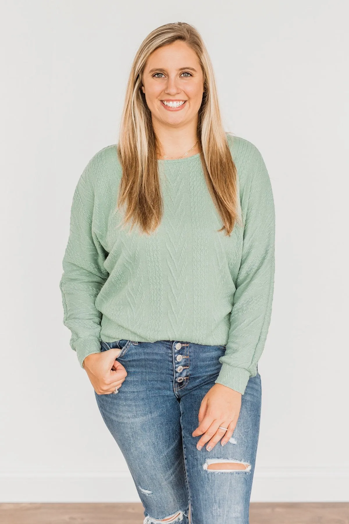 Here For A Good Time Knit Sweater- Sage