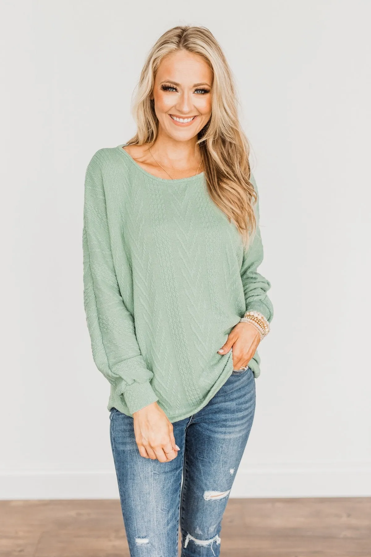 Here For A Good Time Knit Sweater- Sage