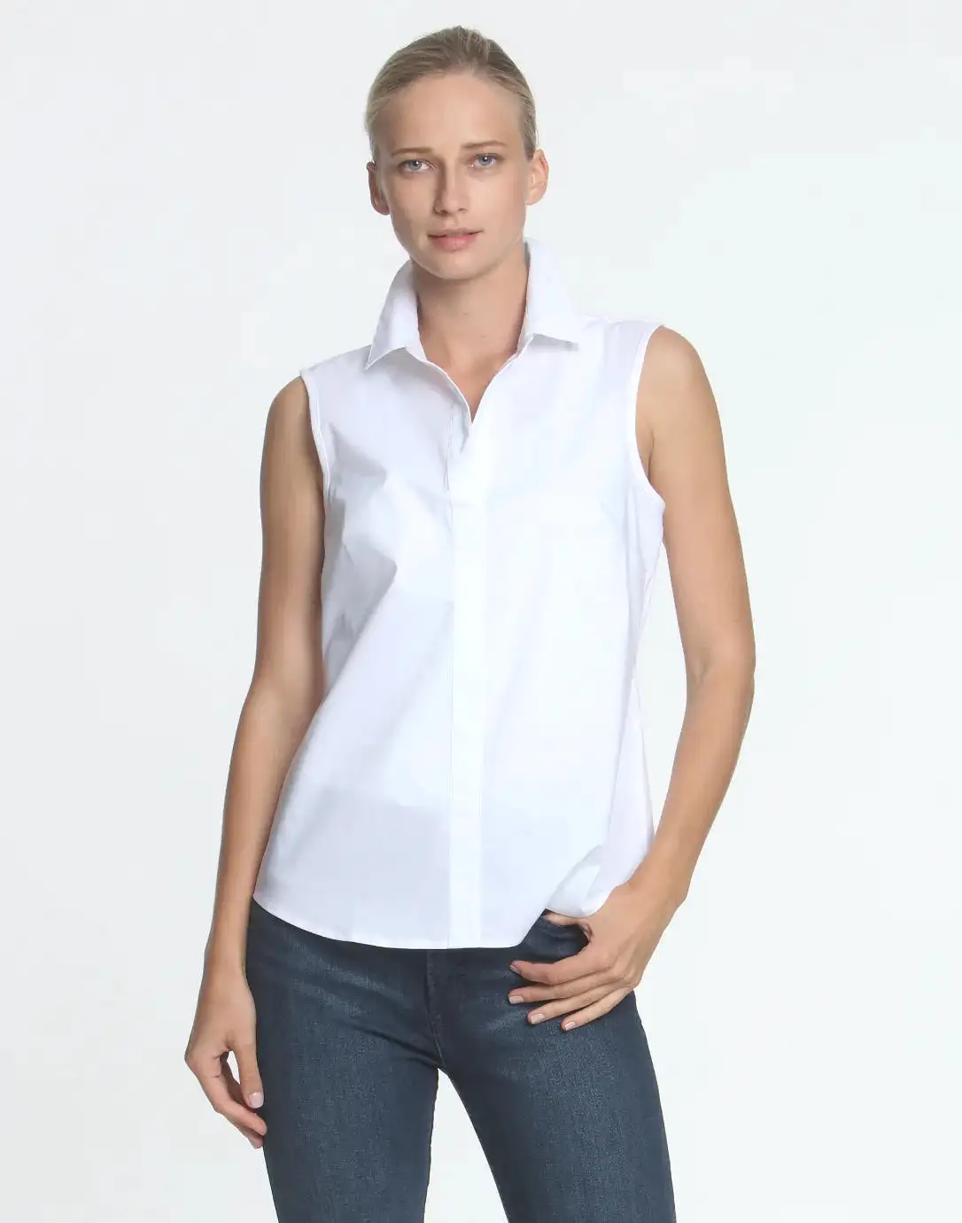 Hinson Wu Sleeveless Lizette Cotton Shirt - White