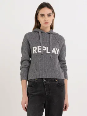 HOODED SWEATER WITH LETTERING