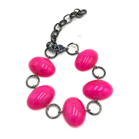 Hot Pink Jelly Bean Stations Bracelet