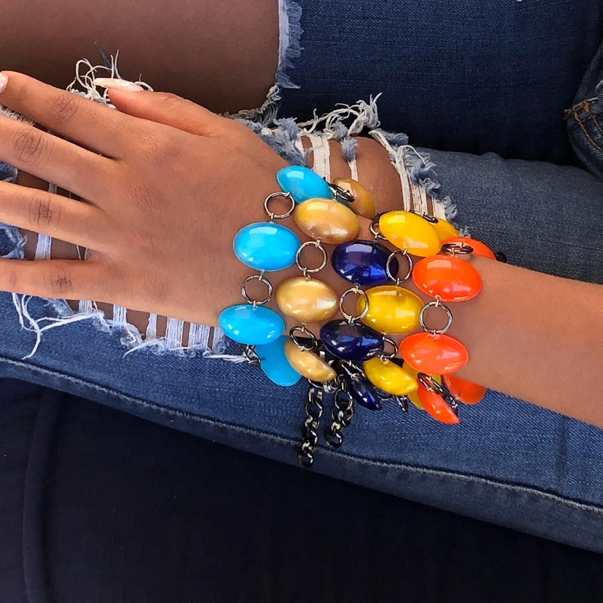 Hot Pink Jelly Bean Stations Bracelet