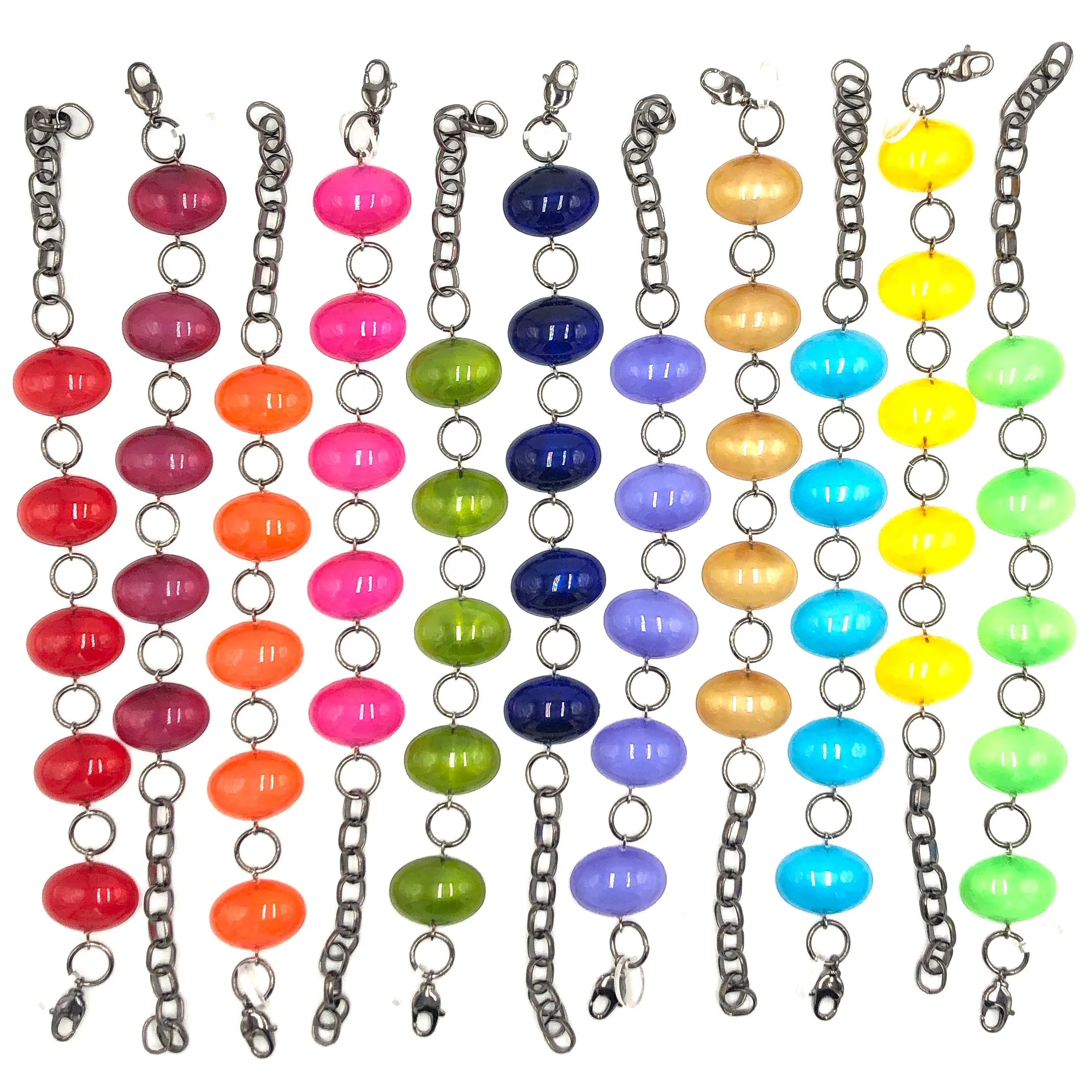 Hot Pink Jelly Bean Stations Bracelet