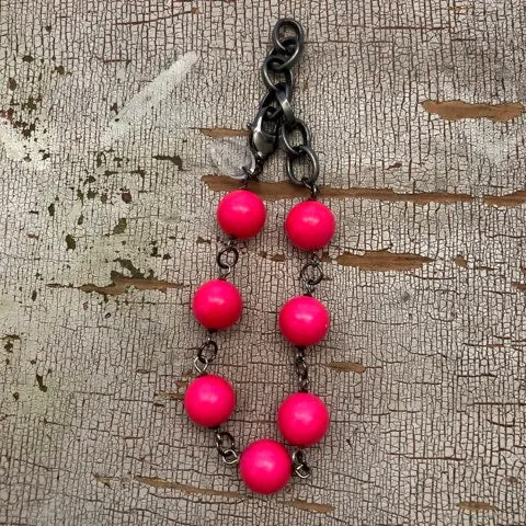 Hot Pink Matte Lucite Bubble Stations Bracelet