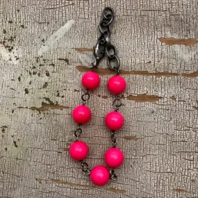 Hot Pink Matte Lucite Bubble Stations Bracelet