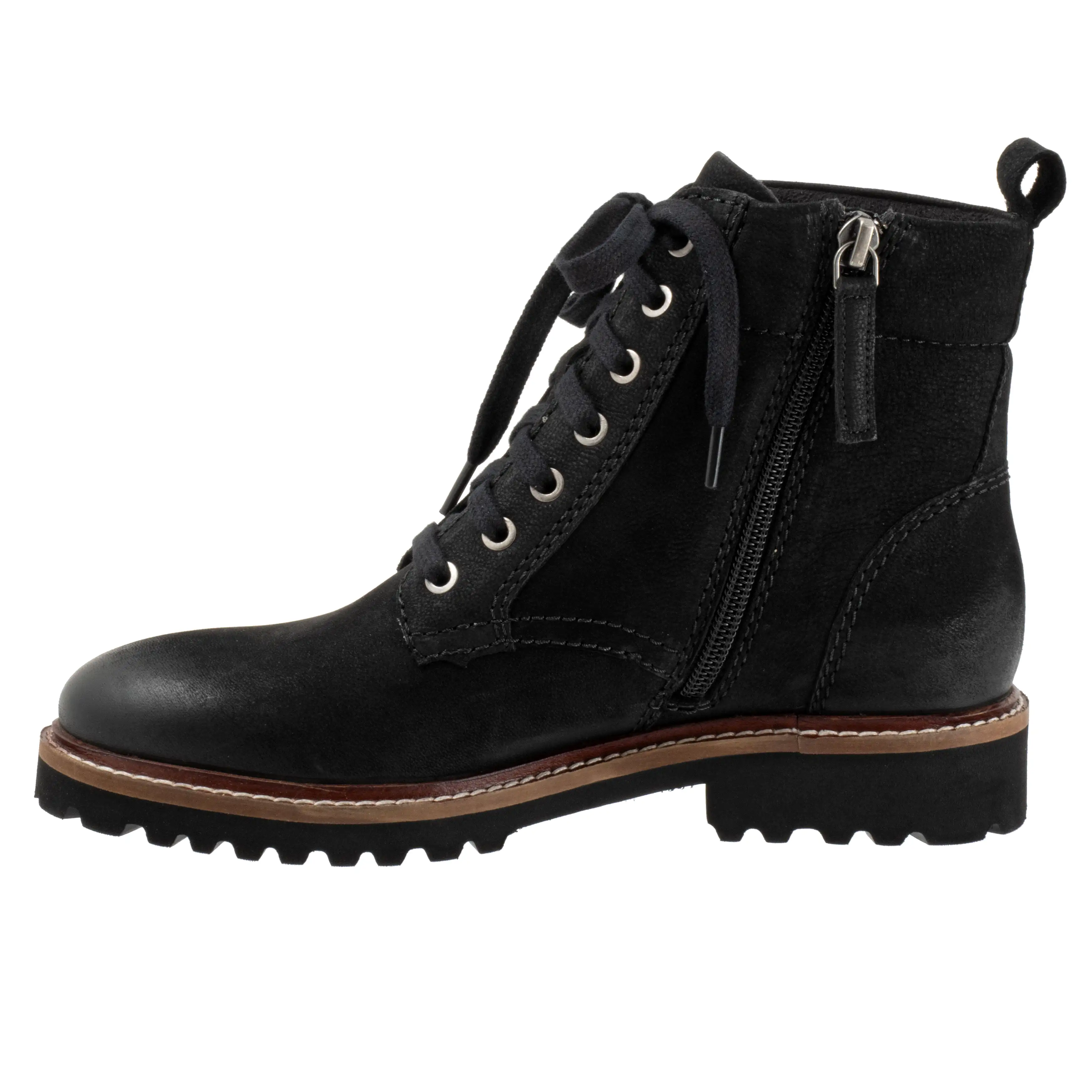 Icara Black Leather Ankle Boots