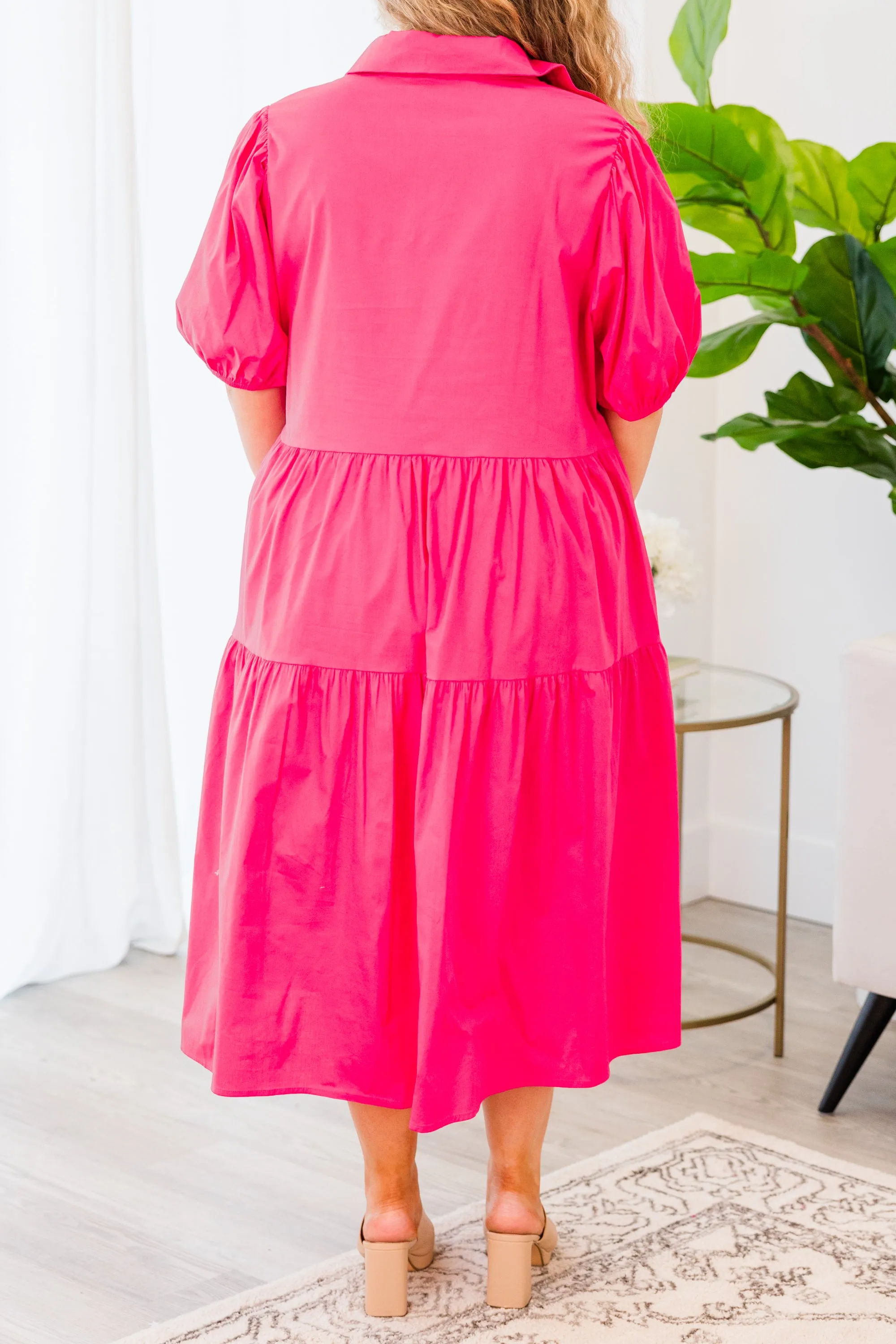 If You Dare Midi Dress, Hot Pink