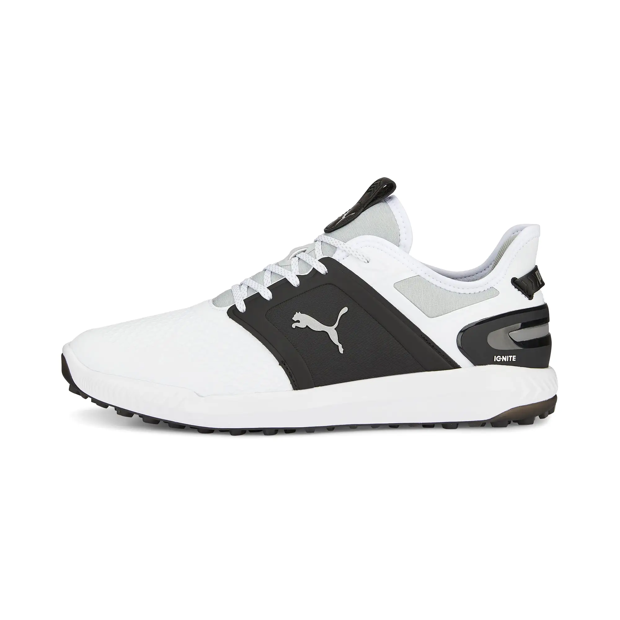 IGNITE ELEVATE Spikeless Golf Shoes | Puma White / Puma Black / Metallic Silver