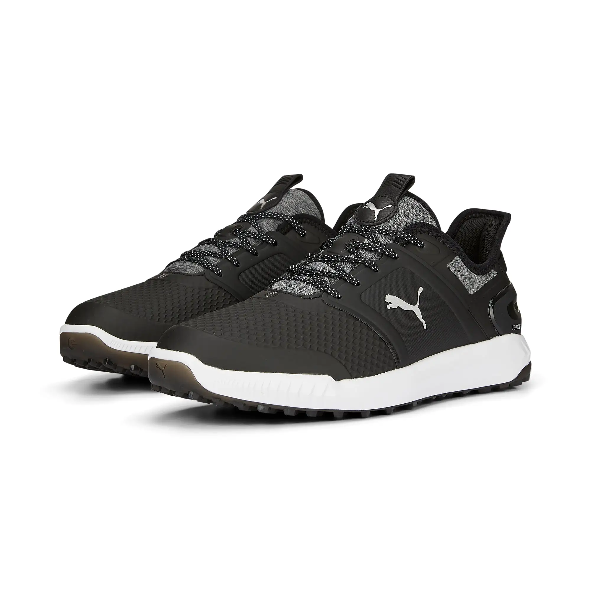 IGNITE ELEVATE Wide Spikeless Golf Shoes | Puma Black / Puma Silver