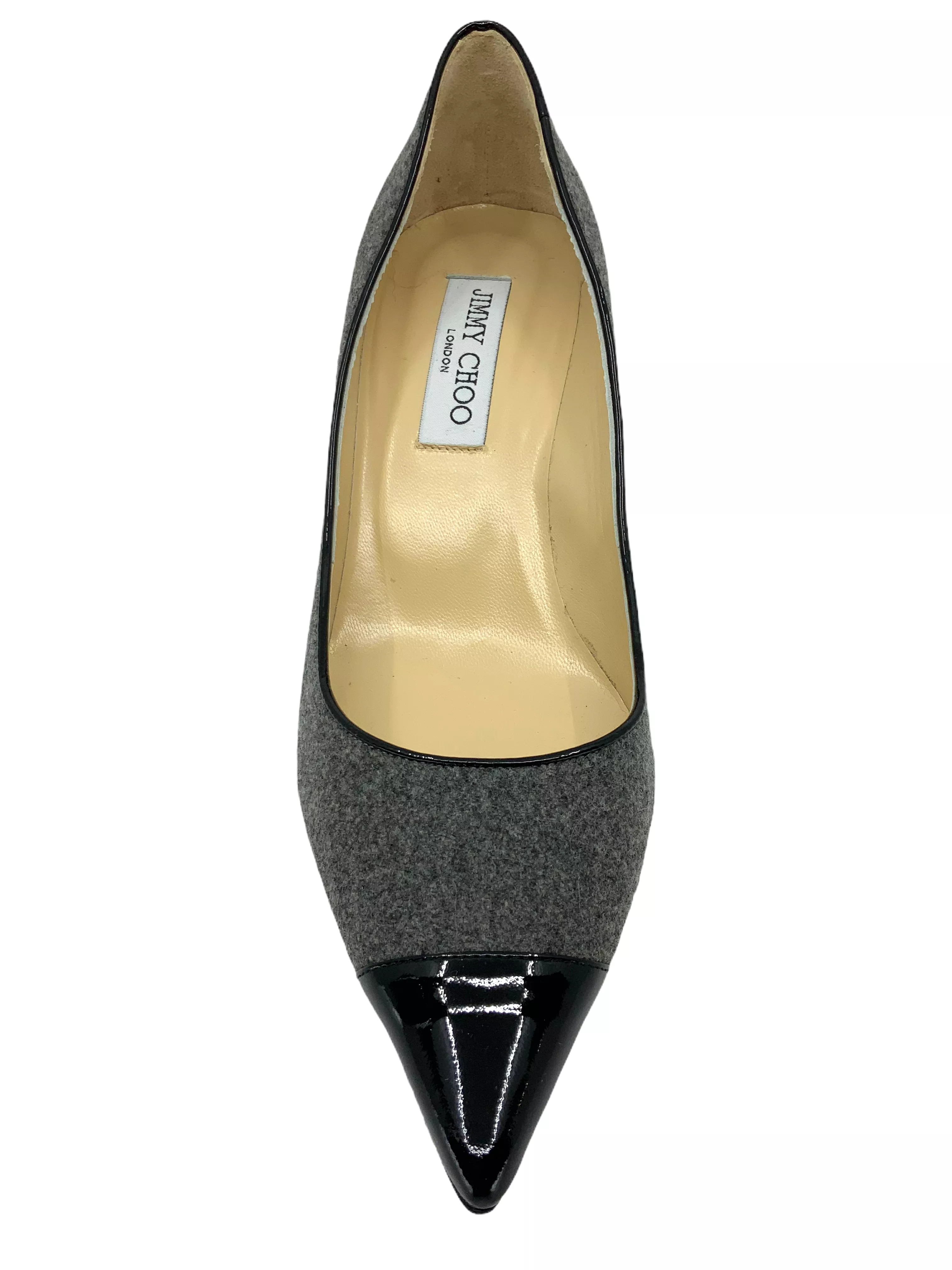 Jimmy Choo Flannel Patent Cap Toe Pumps Size 9