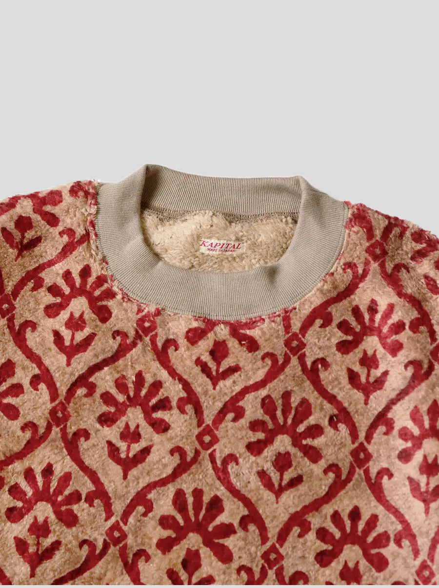 Kapital Yosemite arabesque pattern fleece BIG crew sweater