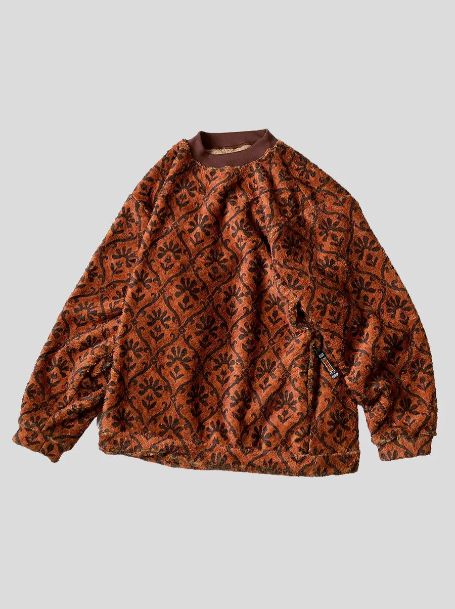 Kapital Yosemite arabesque pattern fleece BIG crew sweater