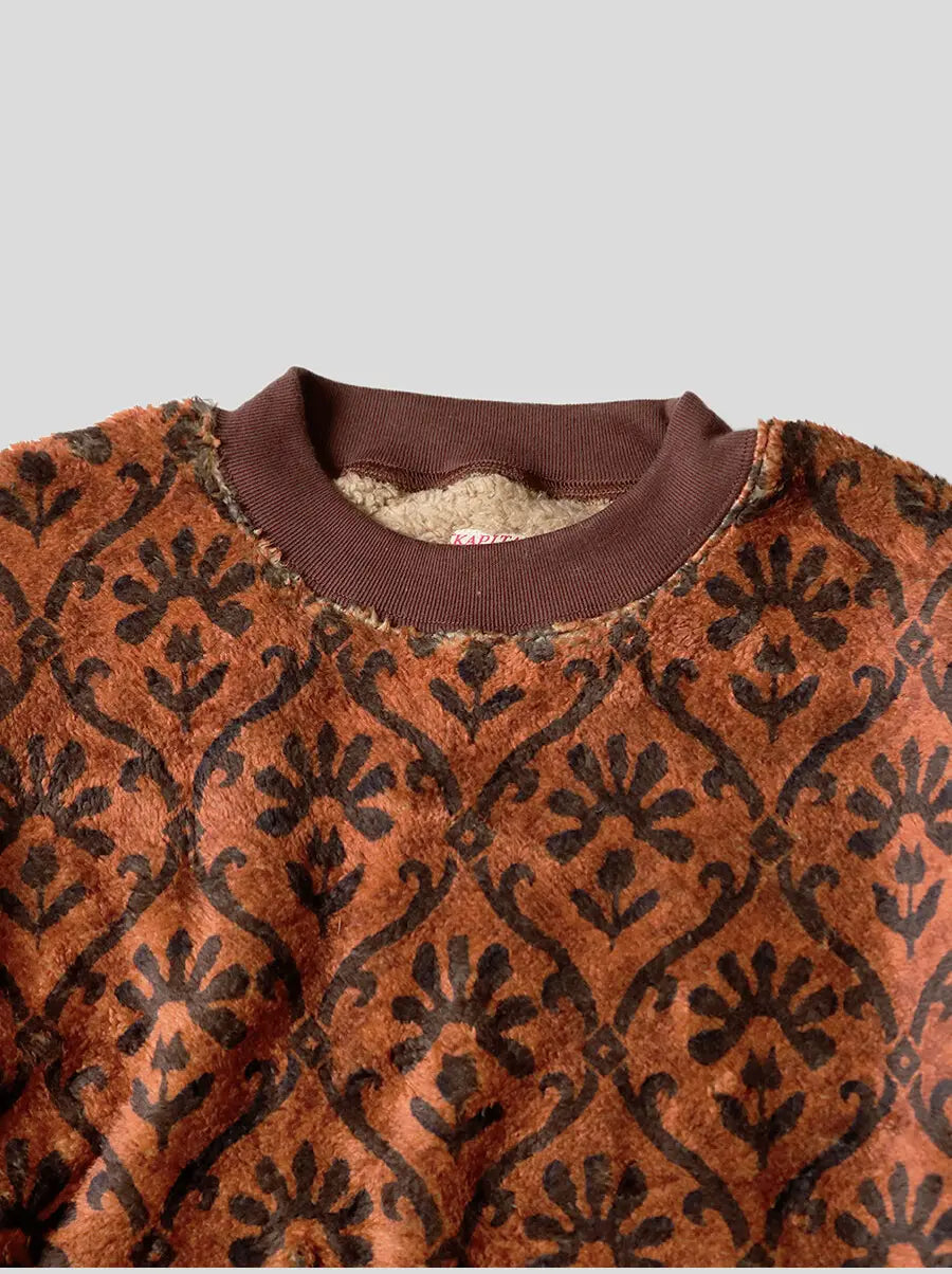 Kapital Yosemite arabesque pattern fleece BIG crew sweater