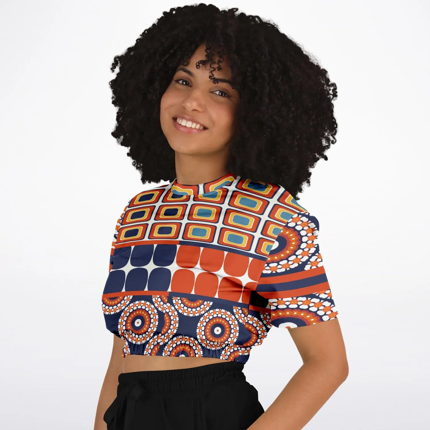 Le Cadeau Short Sleeve Cropped Eco-Poly Sweater