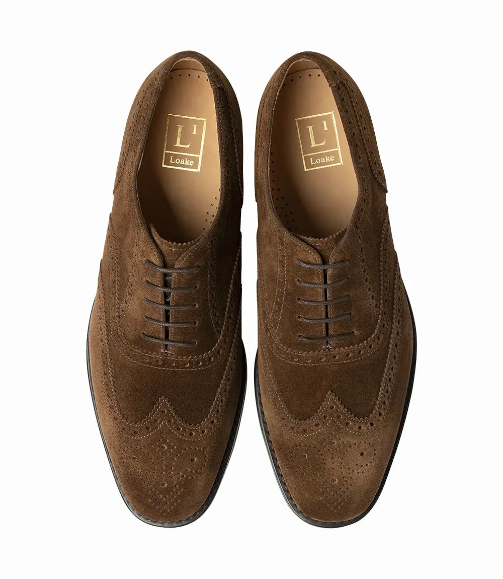 LOAKE 302 Premium Brogue Shoe - Brown Suede